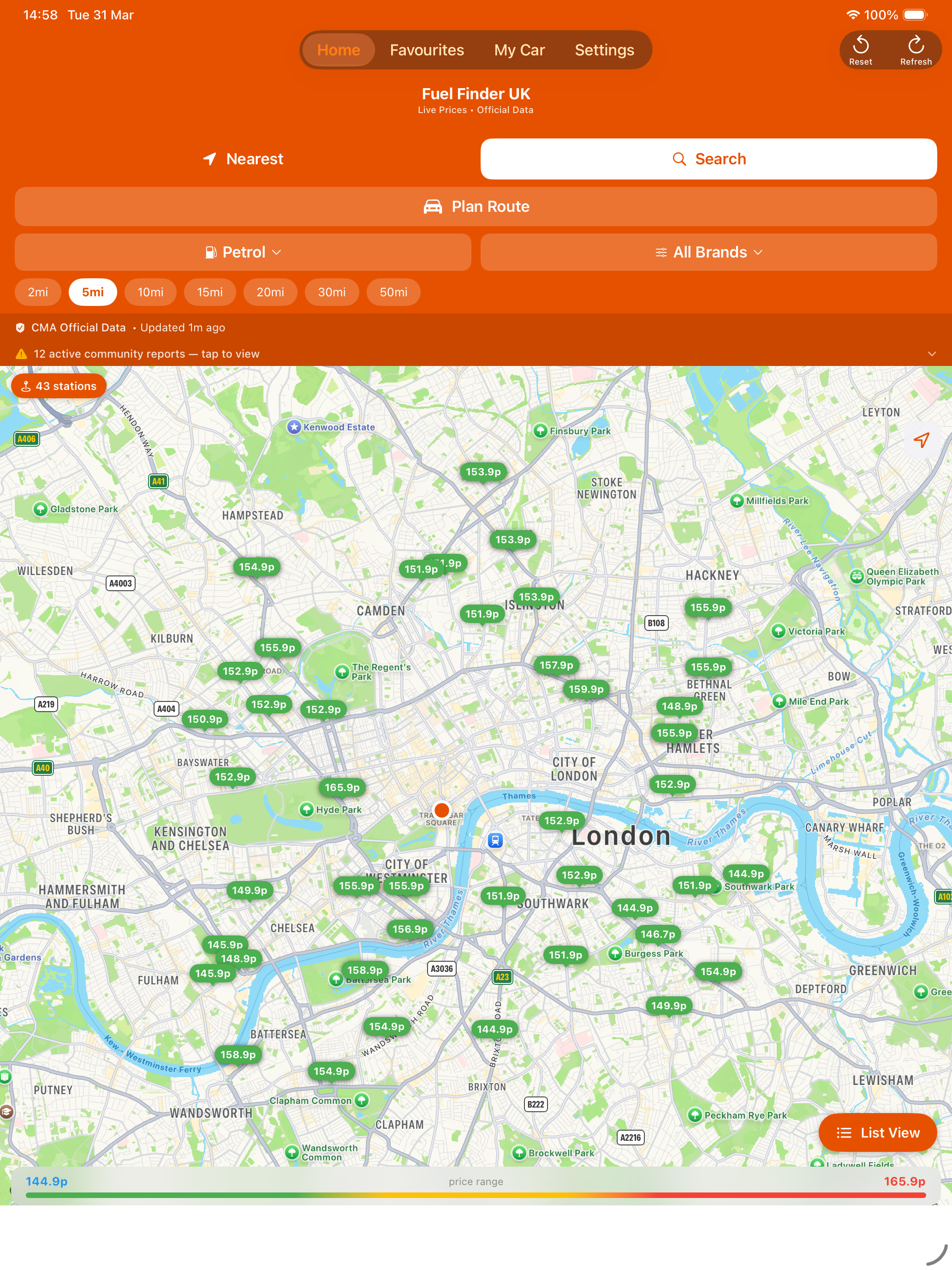 iPad - Full UK fuel price map