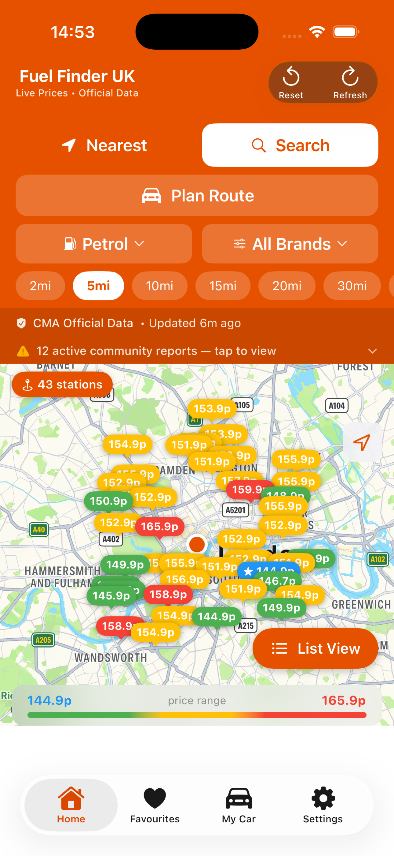 iOS - Live fuel price map